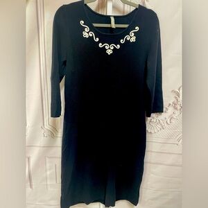 Hanna Andersson Women’s Ribbed Cotton white appliqué scroll sweater dress Medium